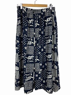 Susan Bristol Components Vintage Floral Patchwork Midi Skirt 14 Pockets